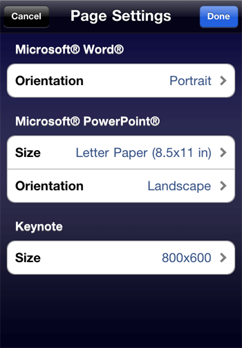 iProjection settings