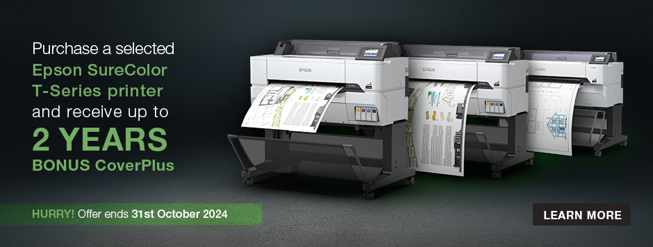 Purchase a selected Epson SureColor T-Series printer and receive up to 2 years bonus CoverPlus