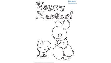 Easter Bunny and Chick Colouring Sheet