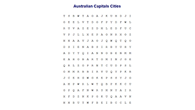 Australian Capital Cities Find-a-Word