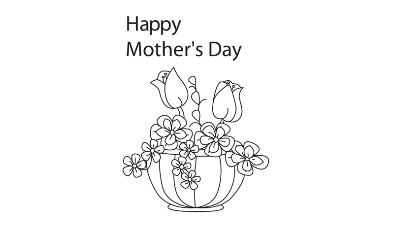 Flower Basket Colouring Sheet