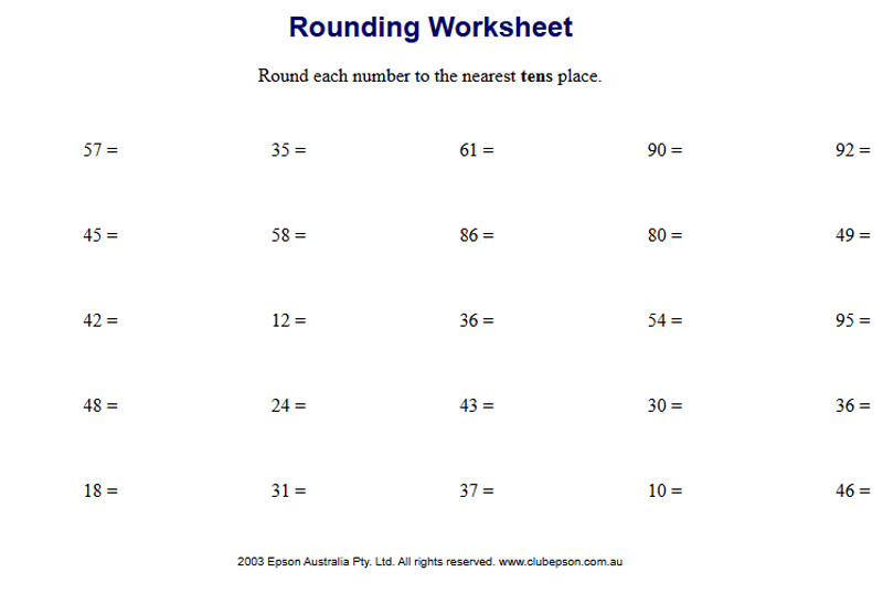 Rounding Worksheet