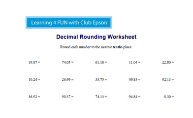 Decimal Rounding Worksheet