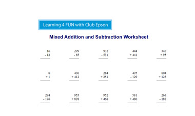 Mixed Addition and Subtraction Worksheet