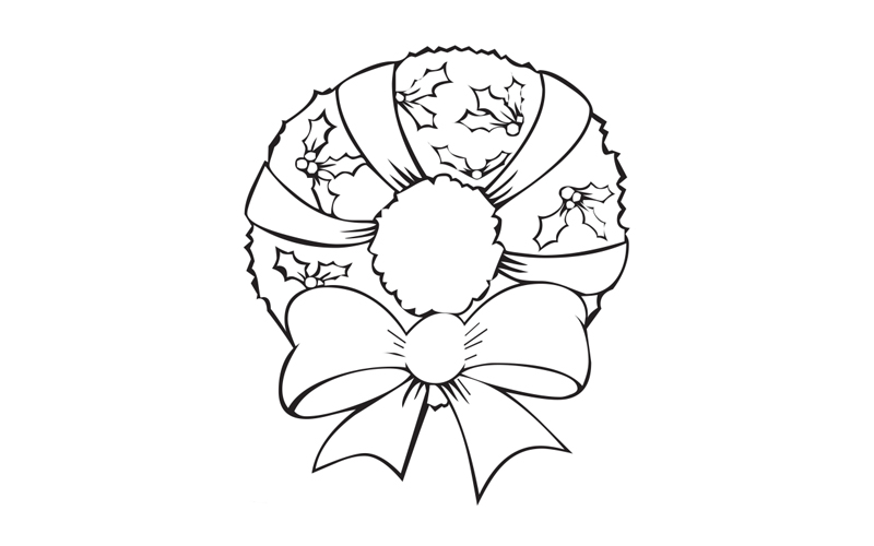 Christmas Wreath Colouring Sheet