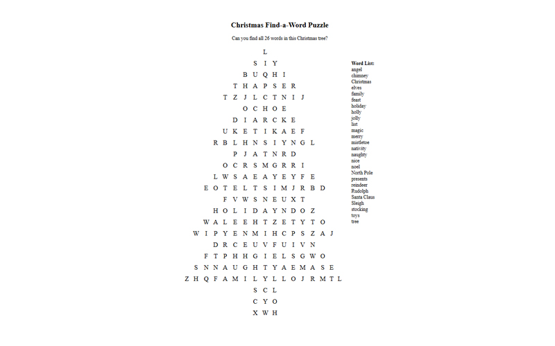 Christmas Tree Find-a-Word